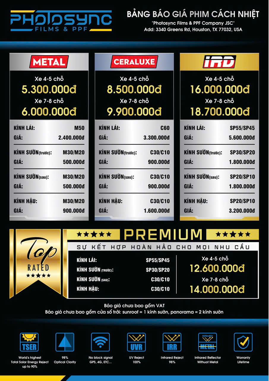 Bảng giá phim cách nhiệt pholosync